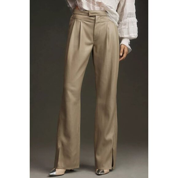 NWT Hudson High-Rise Rosie Faux Leather Trousers 27 Pants Tan $265 Chinchilla - Picture 2 of 11